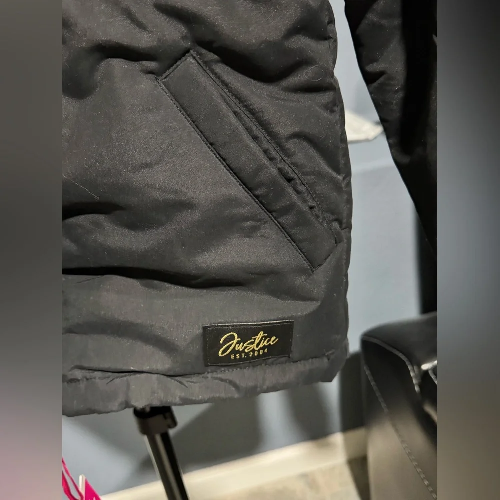 Justice Black Jacket with Faux Fur Lining